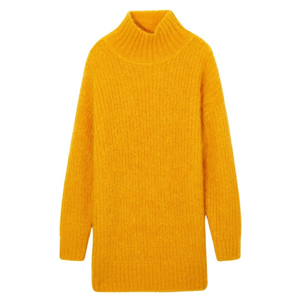 COS Funnel Neck Mohair Sweater in Yellow - M